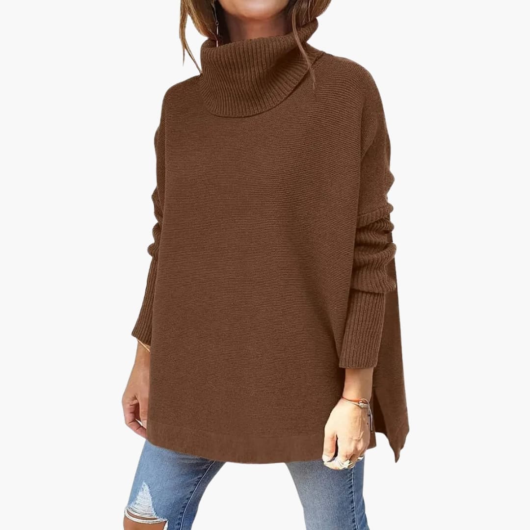 Pull femme en maille avec col roulé