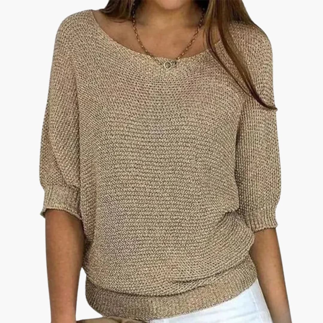 Pull femme en maille avec col large