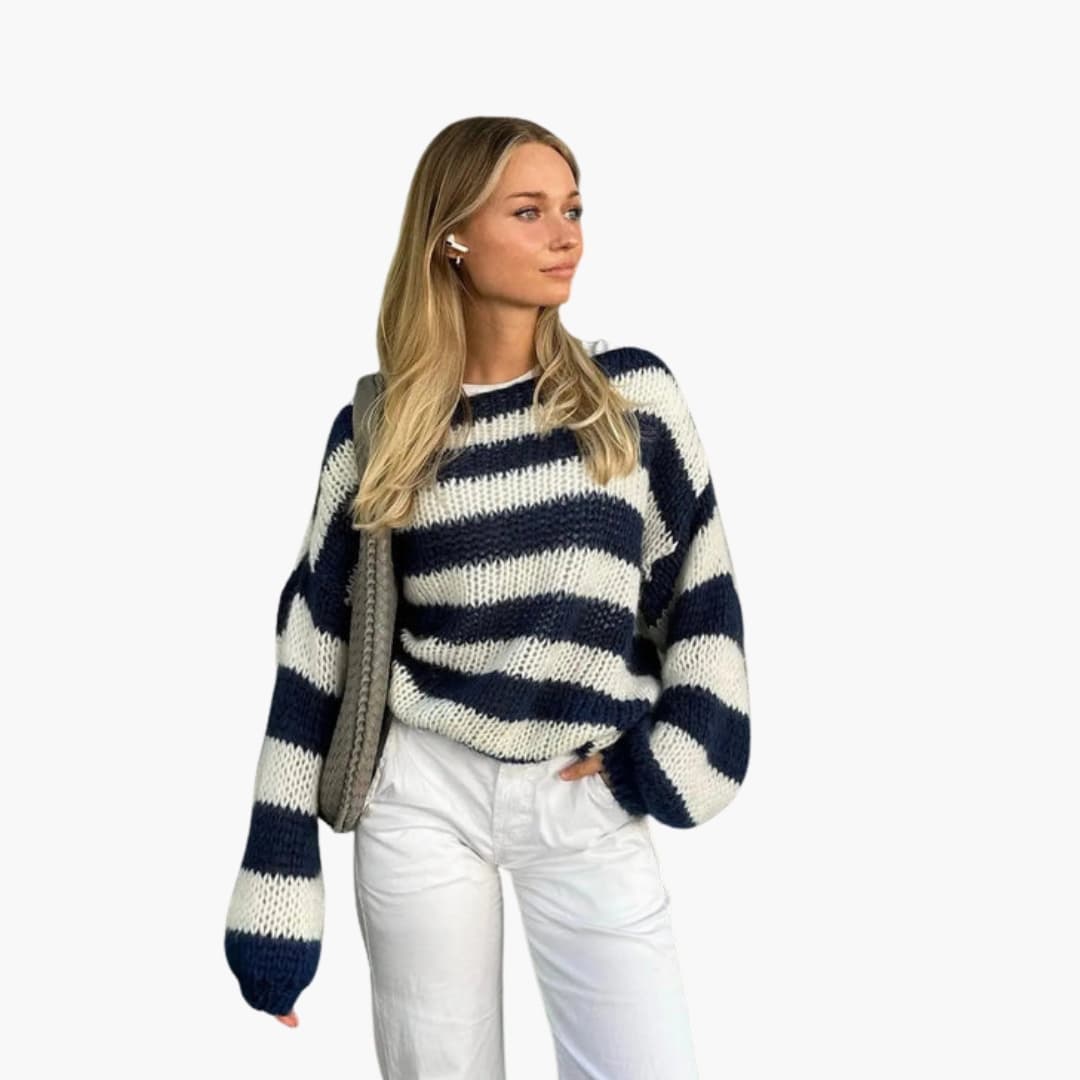 Oversize damski sweter w paski