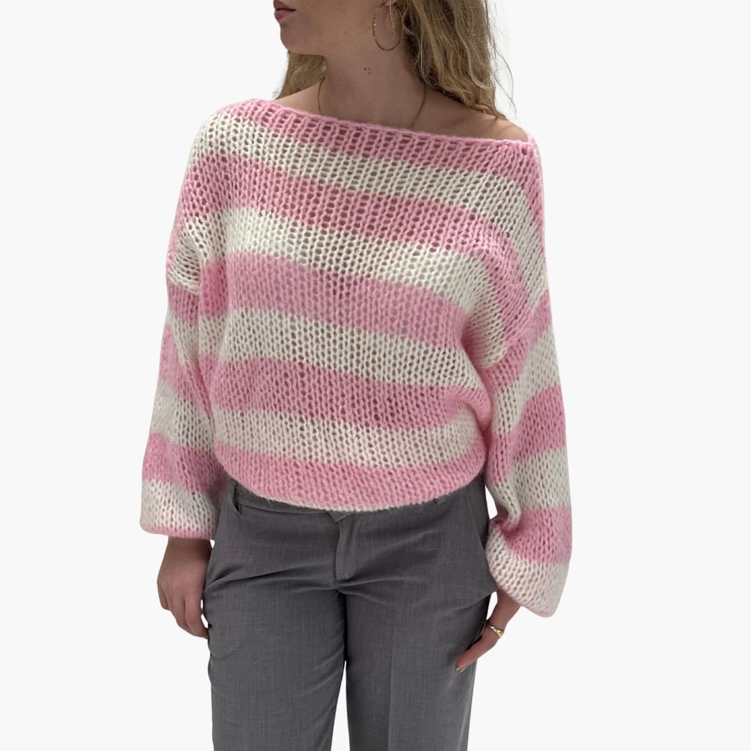 Oversize damski sweter w paski
