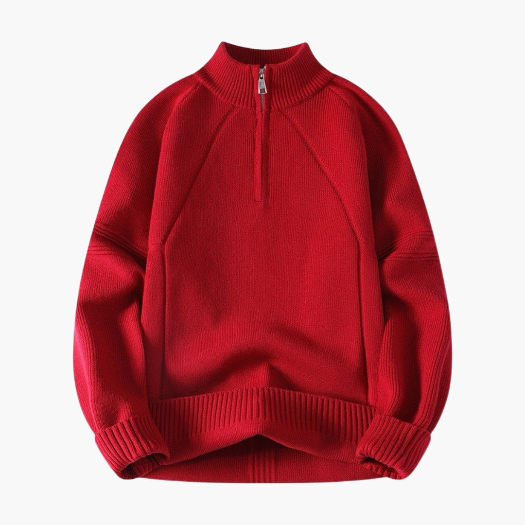 Pull homme à col montant zippé et motif maille texturée