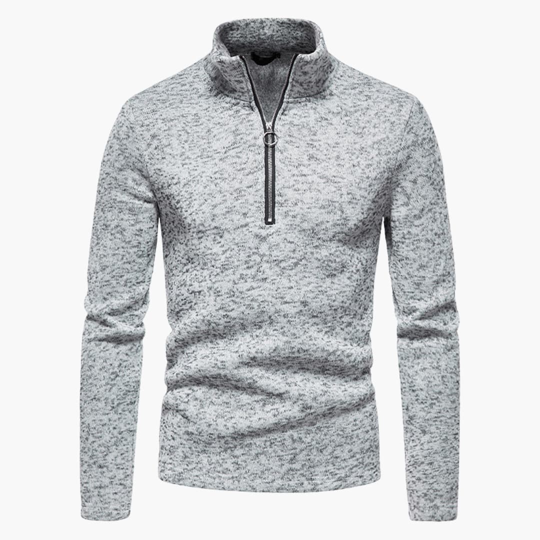 Pull homme avec col montant et fermeture zippée