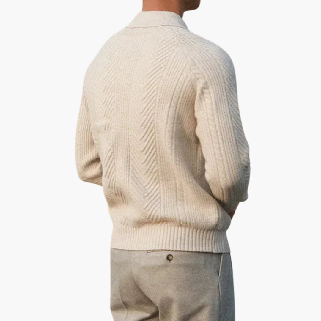 Maglione da uomo in maglia con collo e motivo strutturato