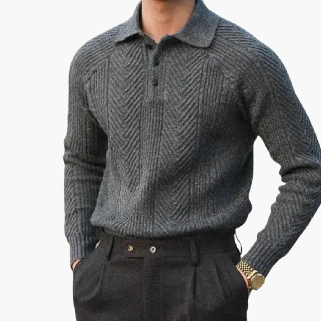 Maglione da uomo in maglia con collo e motivo strutturato