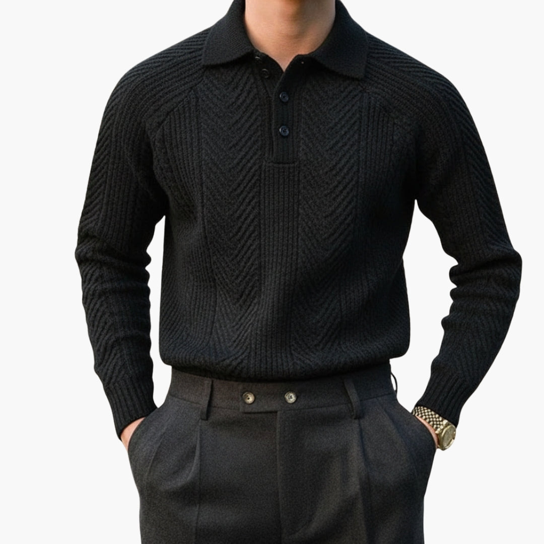 Maglione da uomo in maglia con collo e motivo strutturato