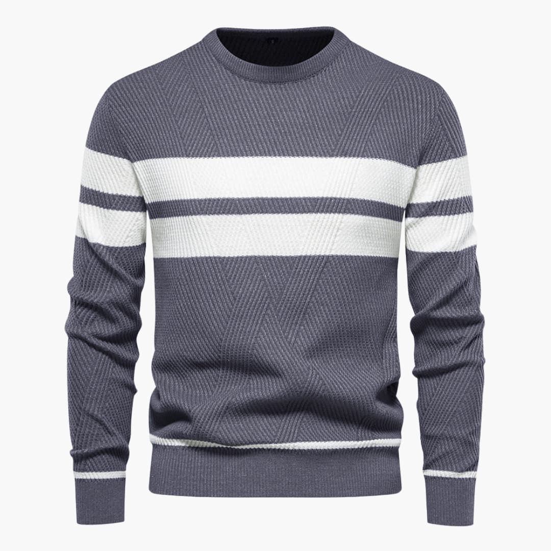 Stribet rundhalset sweater til mænd