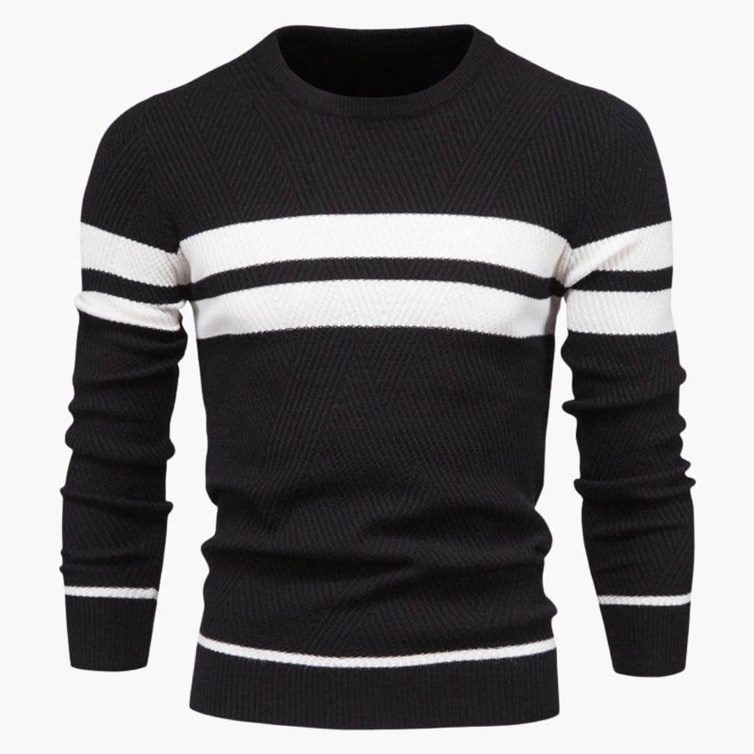 Stribet rundhalset sweater til mænd