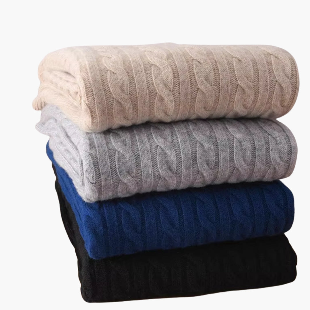 Pull homme torsadé avec demi fermeture zippée
