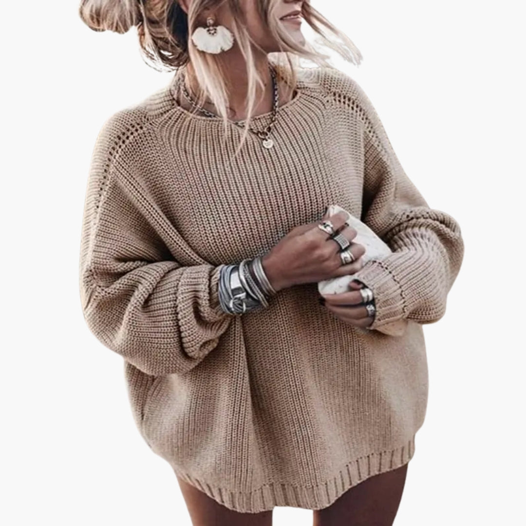 Pull oversize femme en maille avec manches larges
