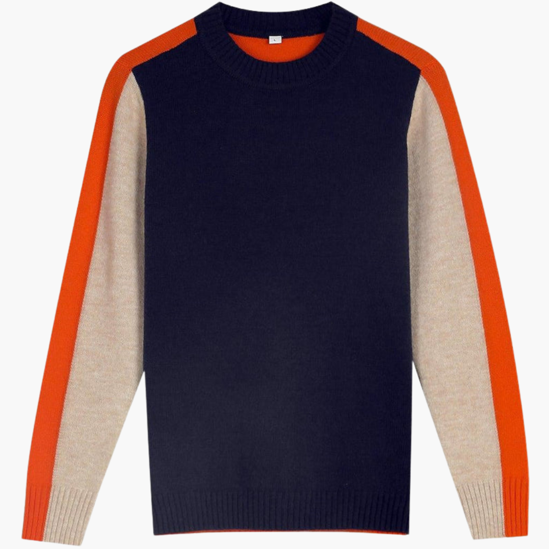 Pull pour femme avec manches contrastées et ourlet côtelé