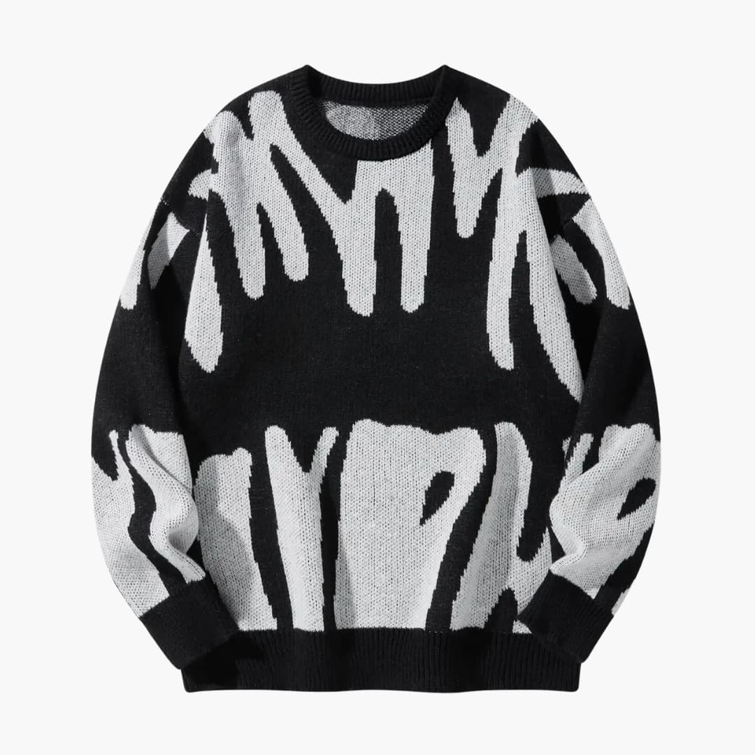 Pull pour homme avec imprimé abstrait et poignets côtelés