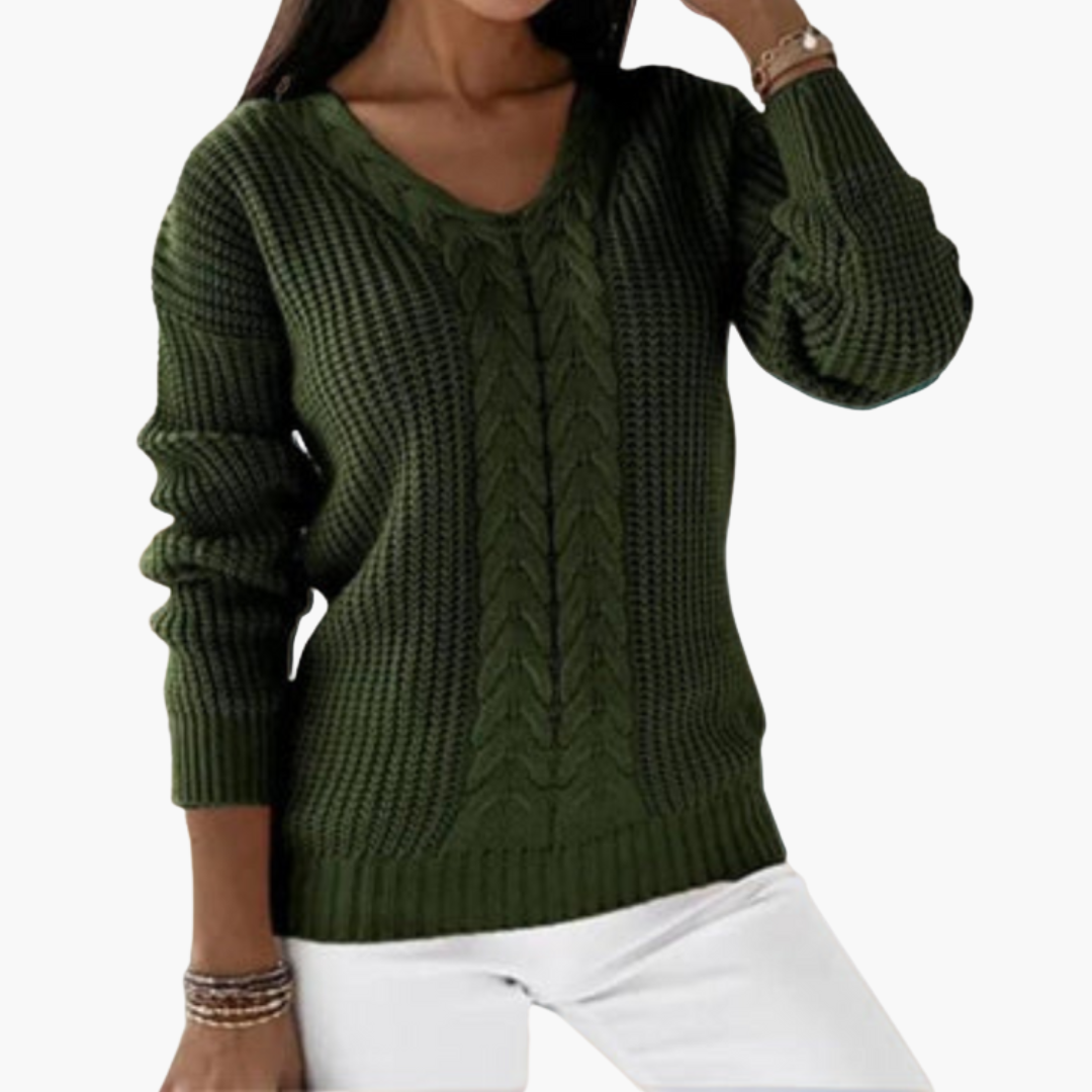 Pull tricoté à col en V pour femme