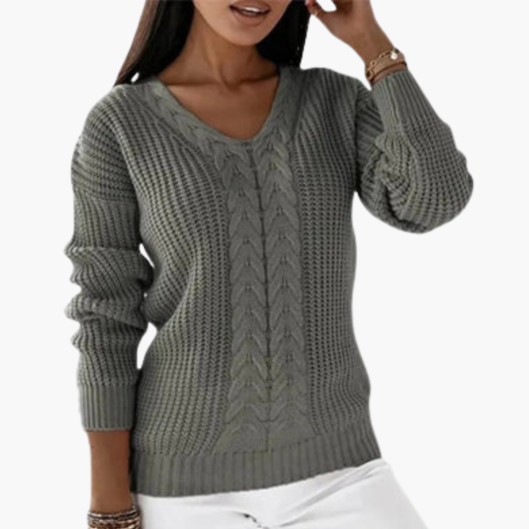 Pull tricoté à col en V pour femme