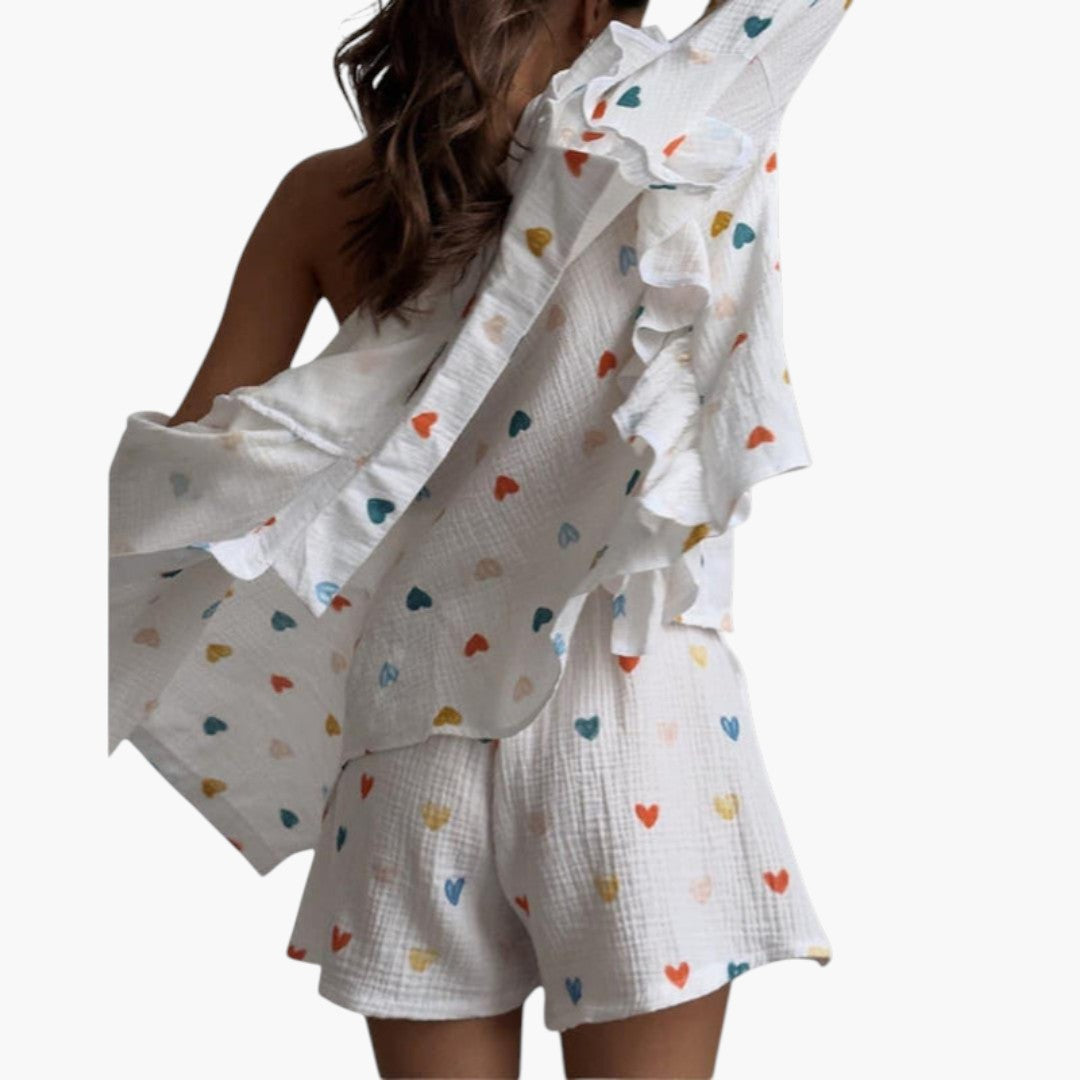 Women's Shirt Dress with Collar and Ruffled Edging