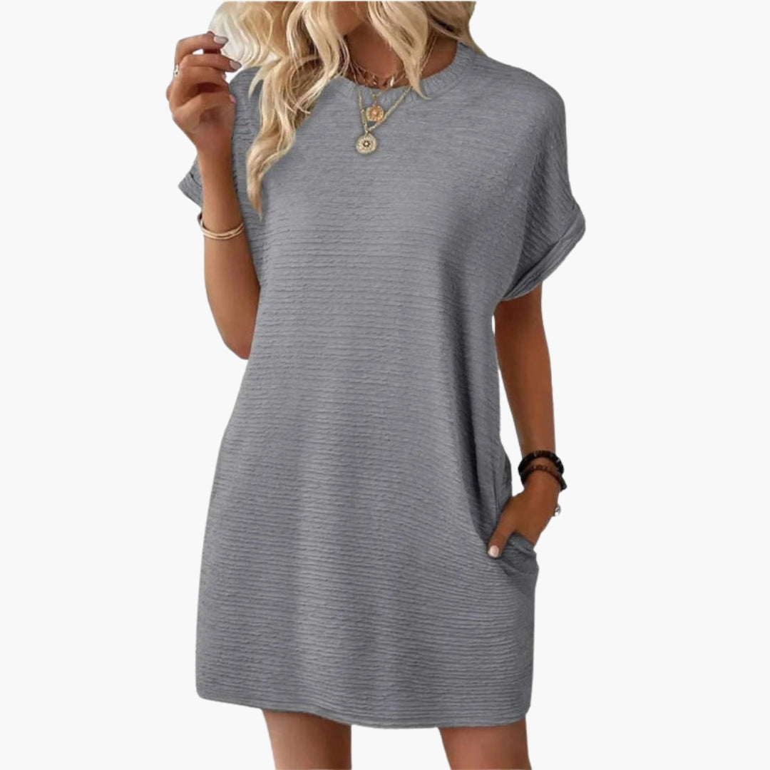 Robe Courte Femme avec Manches Retroussées