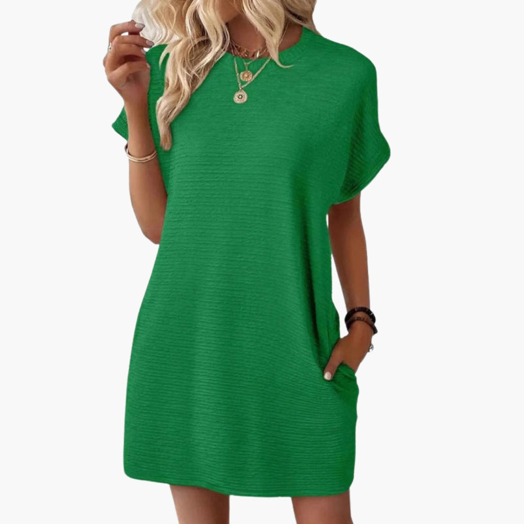 Robe Courte Femme avec Manches Retroussées