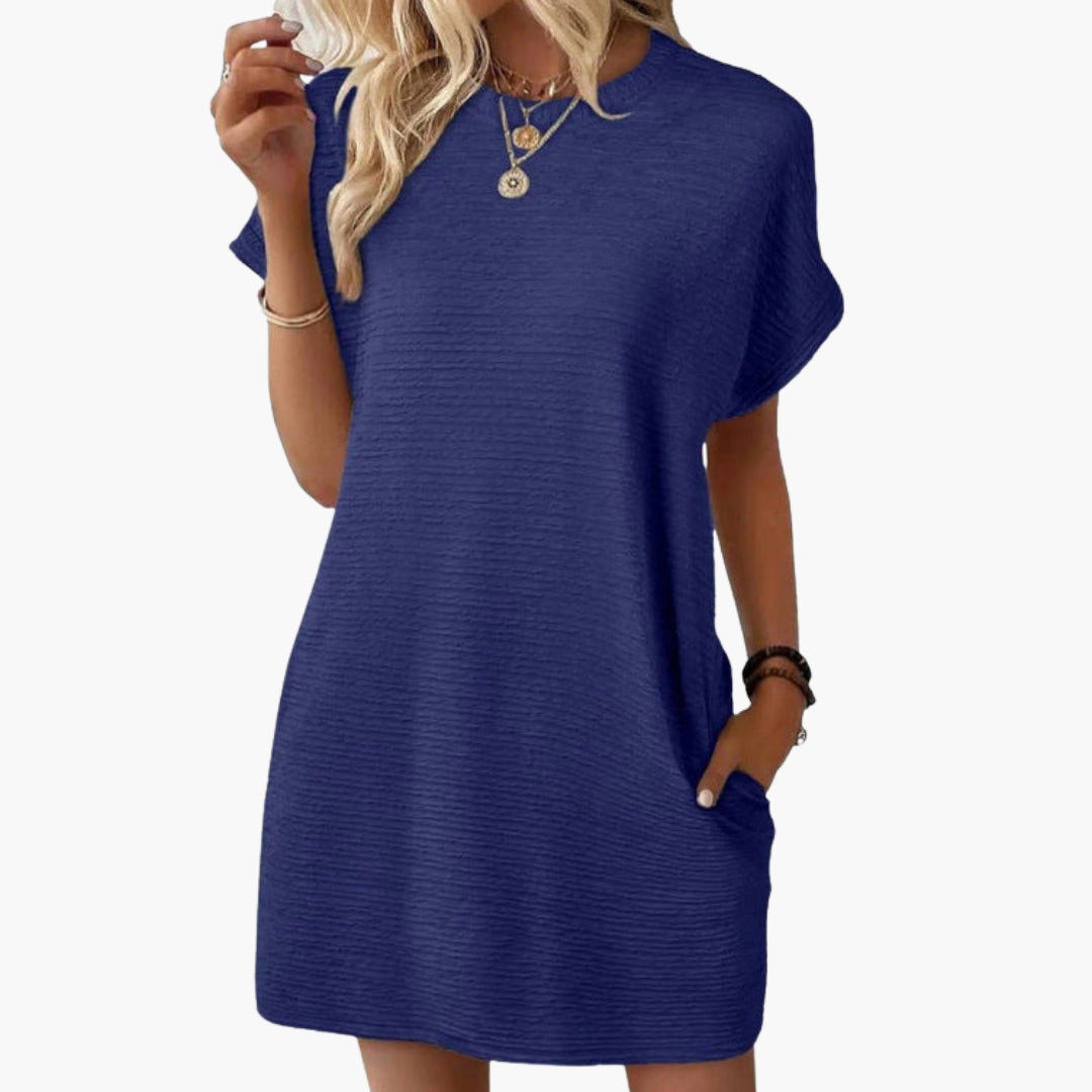 Robe Courte Femme avec Manches Retroussées