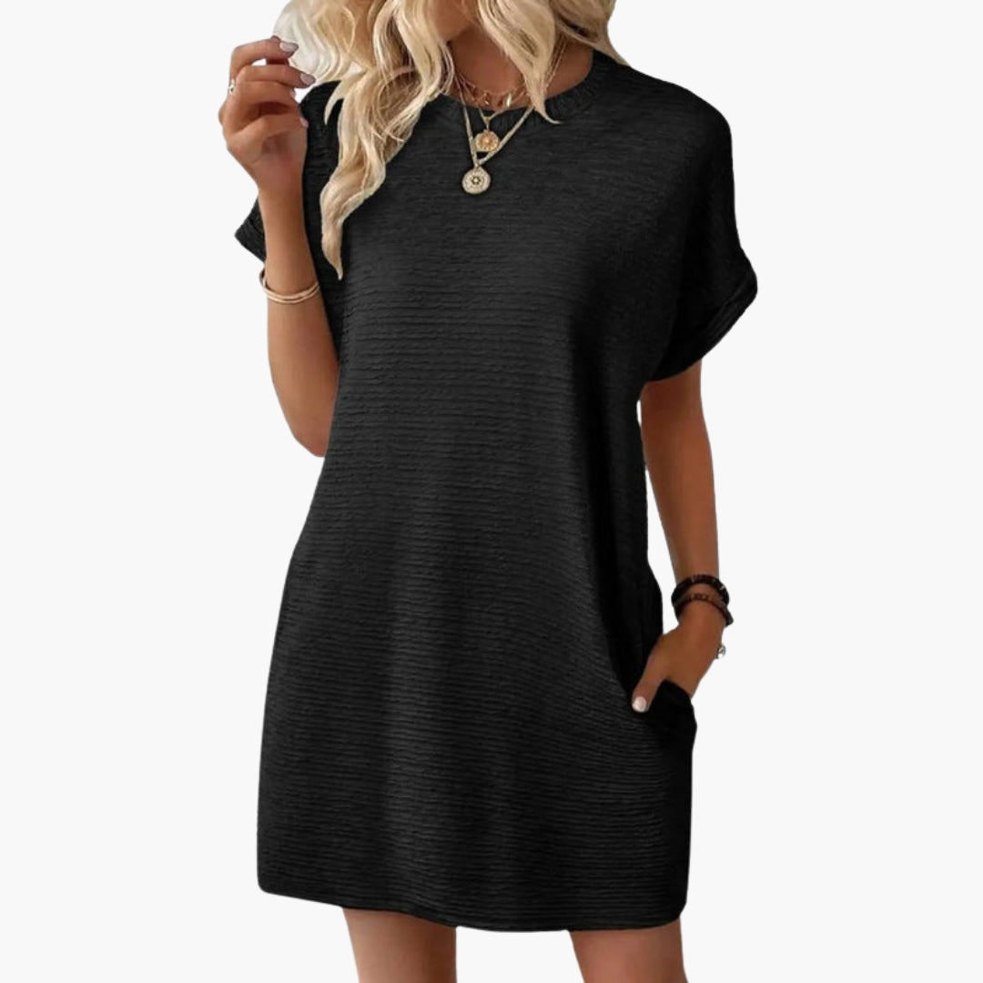 Robe Courte Femme avec Manches Retroussées