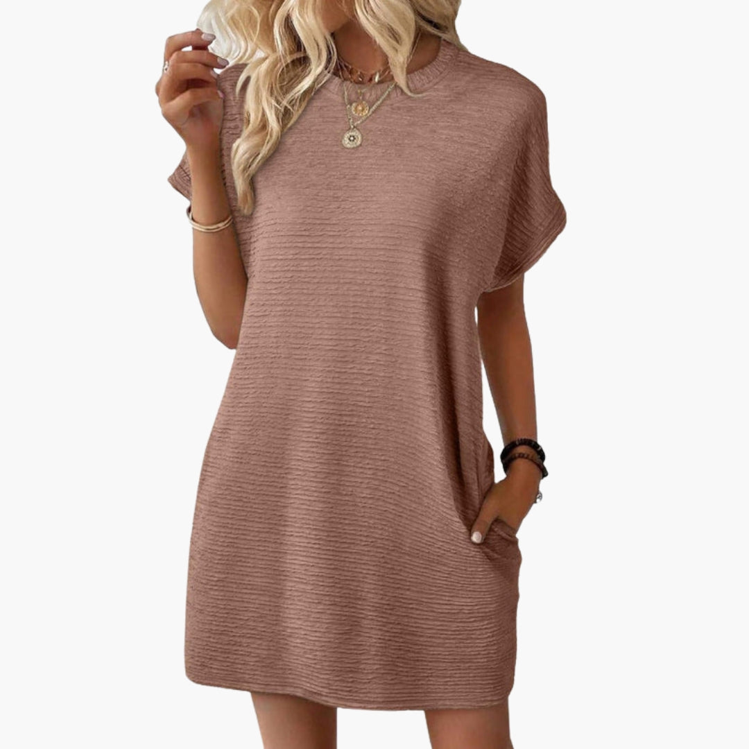 Robe Courte Femme avec Manches Retroussées