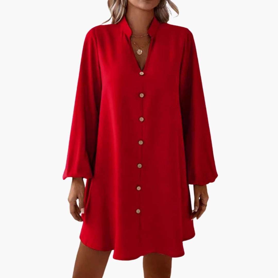 Short Dress for Women with Button Placket