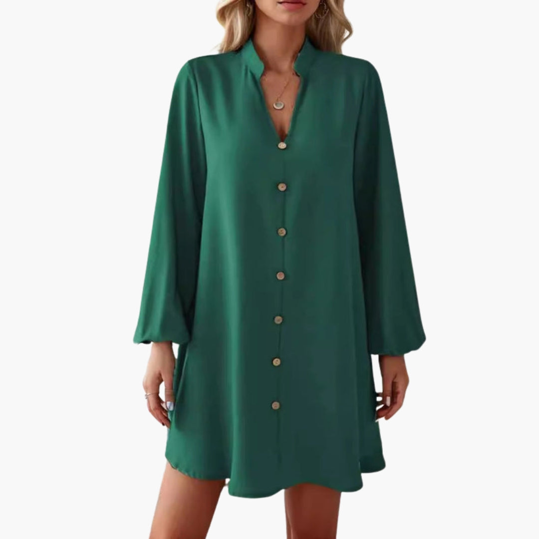 Robe Courte Femme avec Patte de Boutonnage