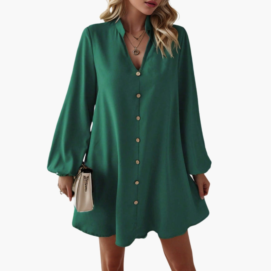 Robe Courte Femme avec Patte de Boutonnage