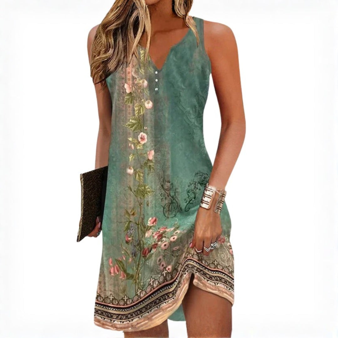 Robe Femme Sans Manches avec Encolure en V