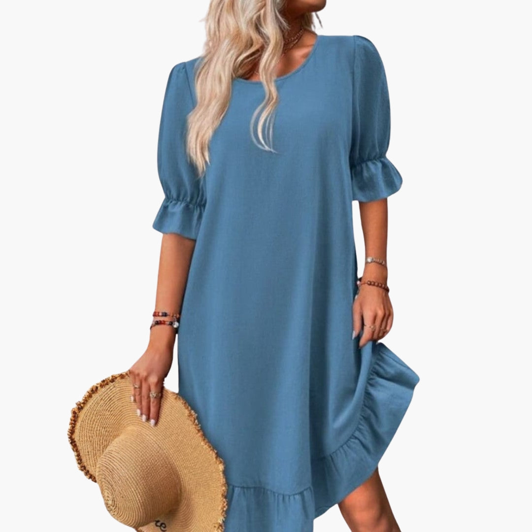 Robe Femme à Volants avec Manches Bouffantes