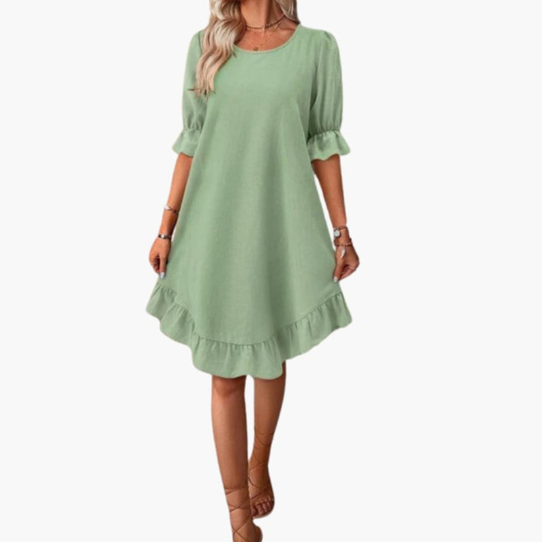 Robe Femme à Volants avec Manches Bouffantes