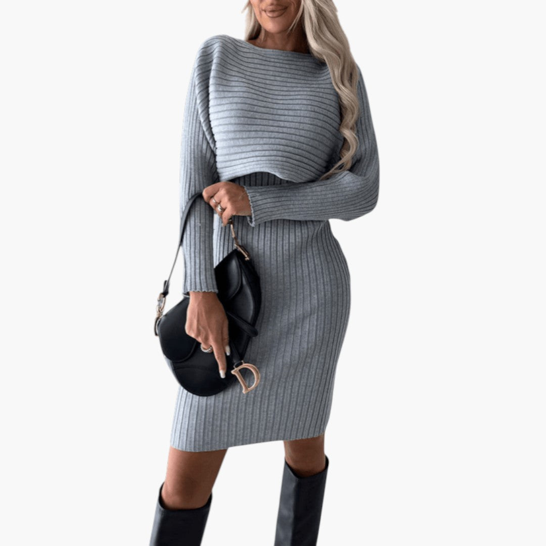 Robe Maille Femme avec Surface Côtelée