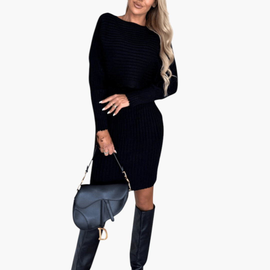 Abito a Maglia Donna con Superficie Costolata