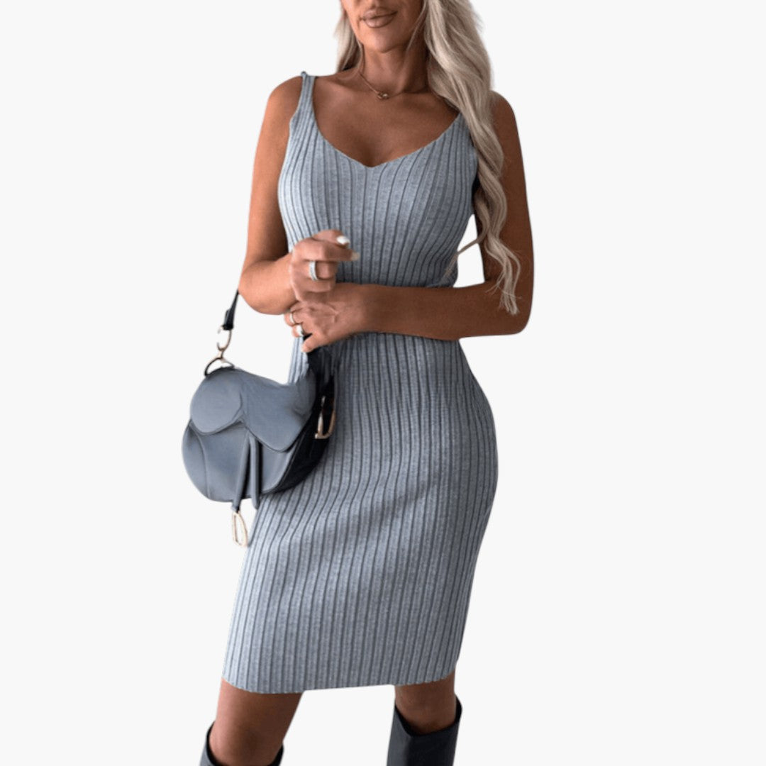 Robe Maille Femme avec Surface Côtelée