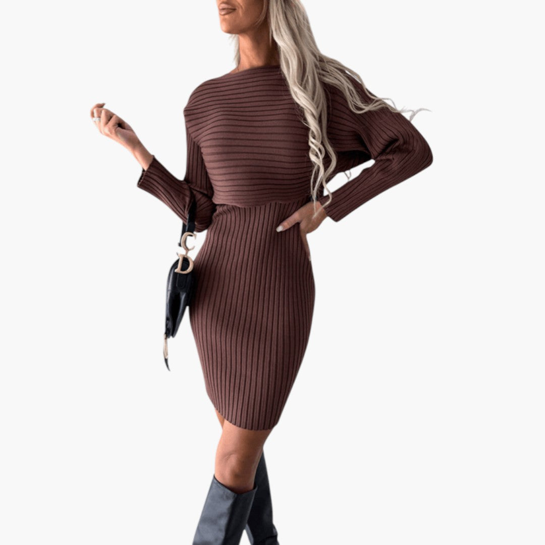 Abito a Maglia Donna con Superficie Costolata