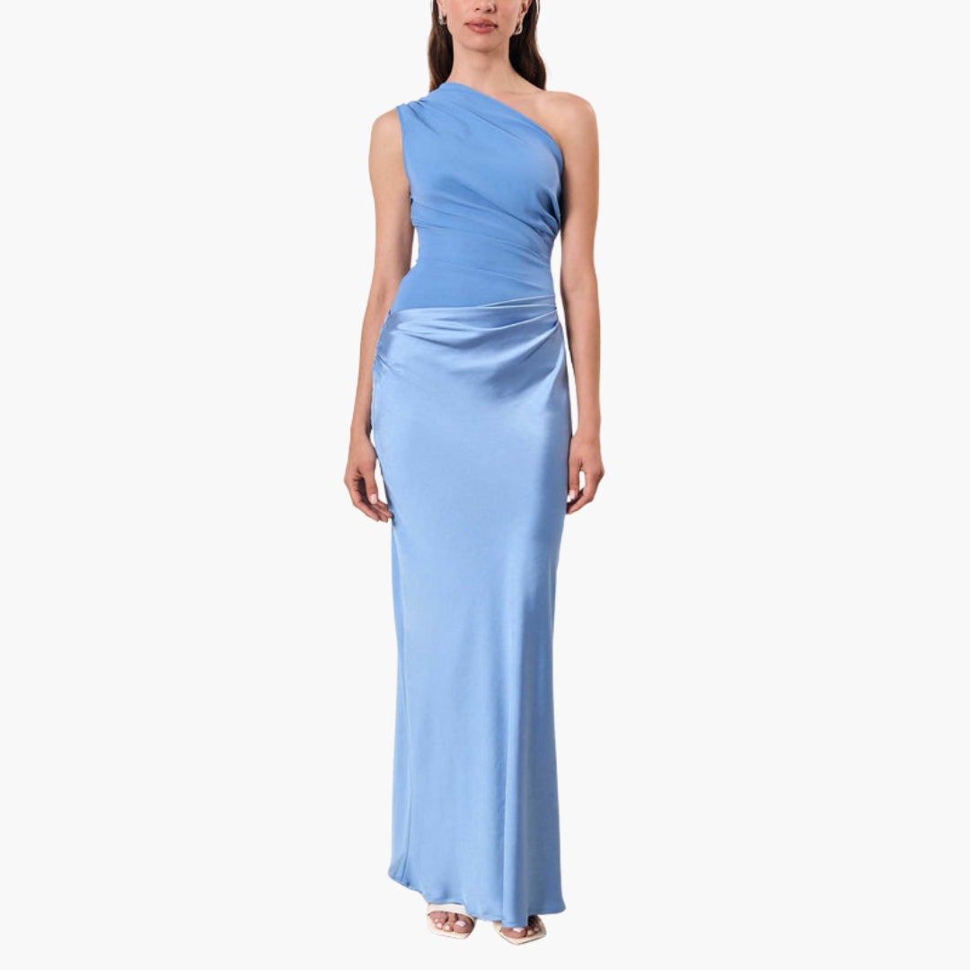Robe Maxi Femme à Une Épaule avec Détail Plissé