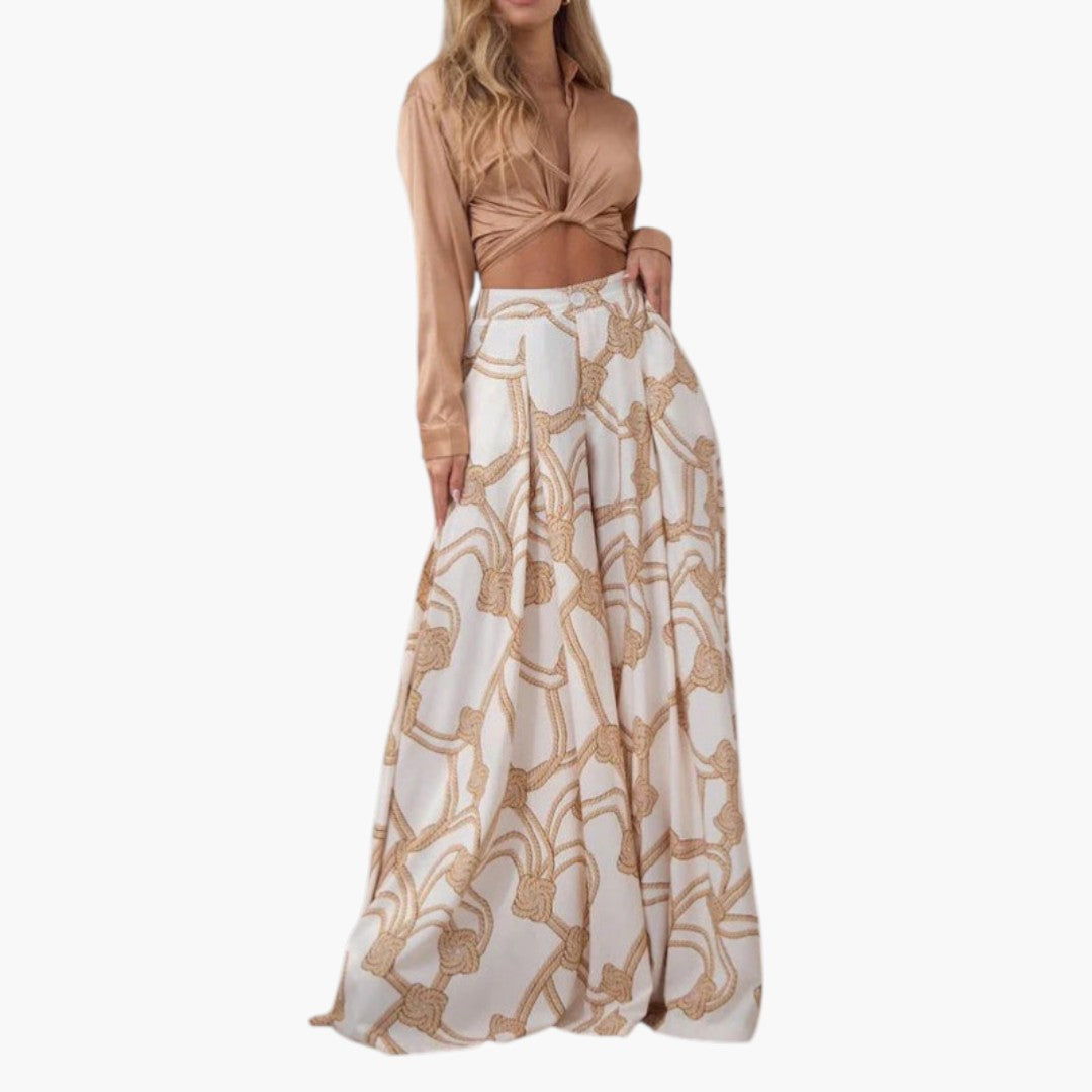 Vestido Maxi Mulher com Top Curto e Mangas Compridas