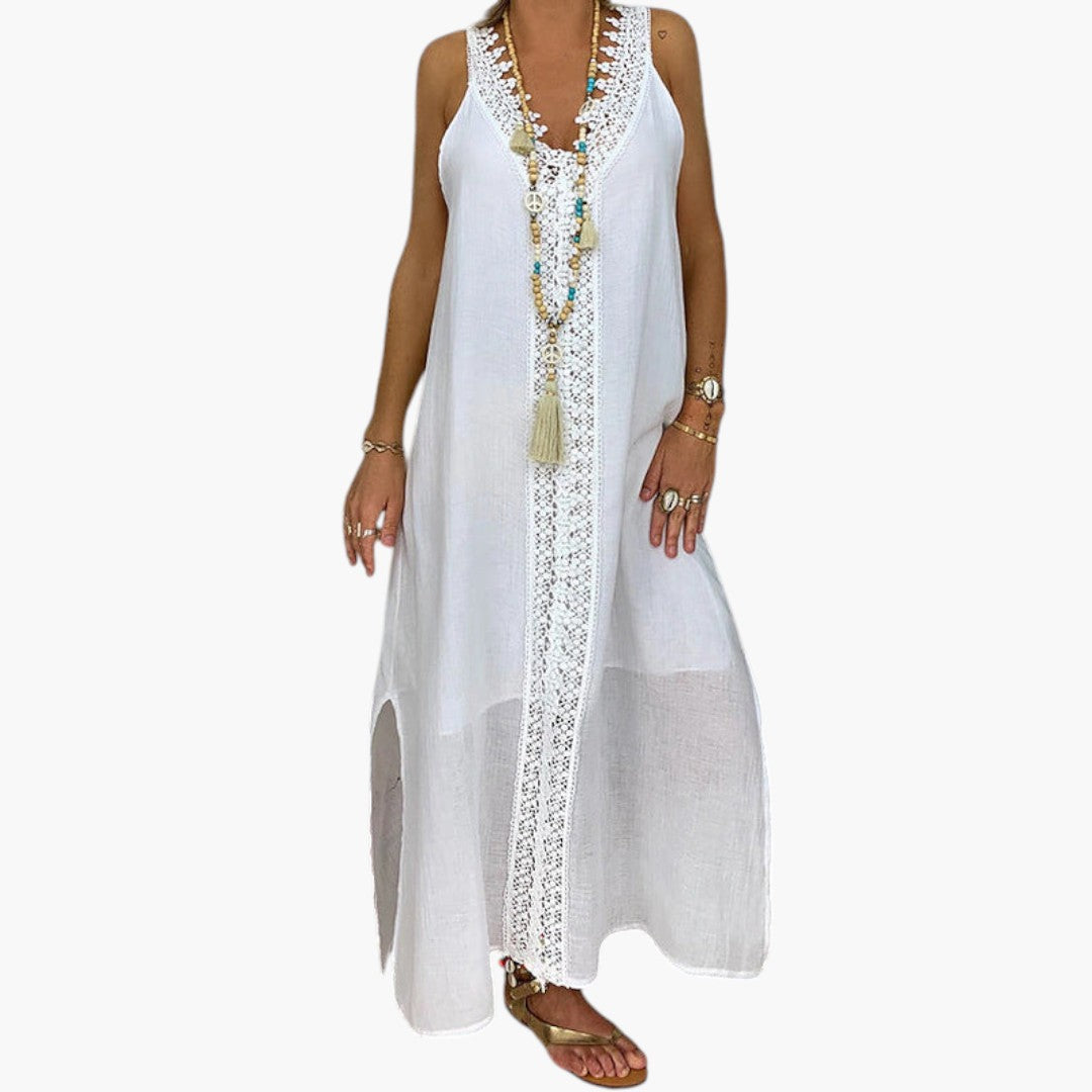 Robe Maxi de Praia Feminina com Painel de Renda