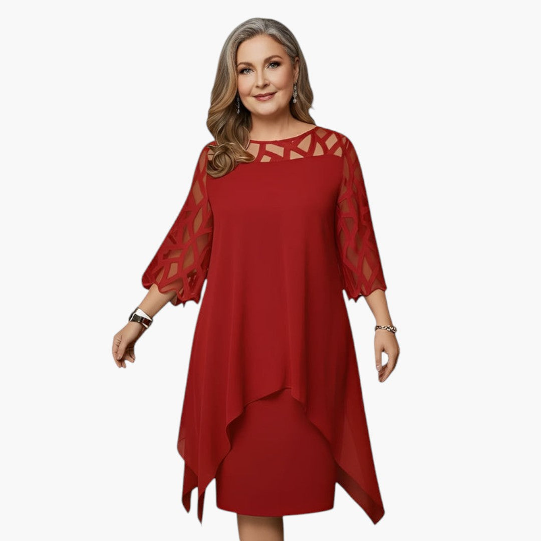 Abito Midi Donna con Scollo Adattato e Vita Regolabile