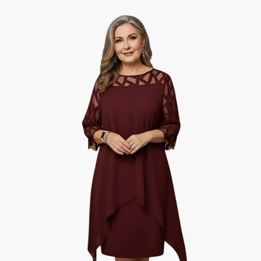 Abito Midi Donna con Scollo Adattato e Vita Regolabile