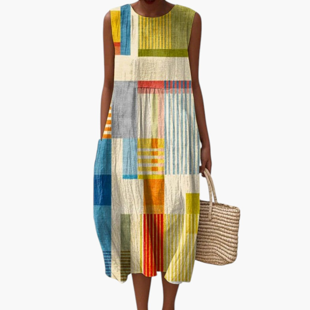 Robe Midi Femme sans Manches a Coupe Ample et Tissu Léger