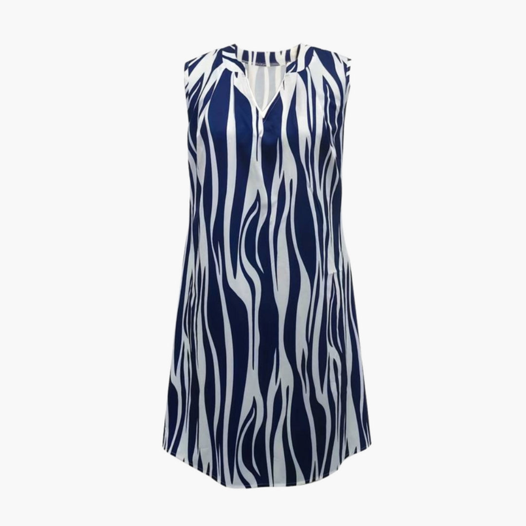 Vestito corto da donna con scollo a V e senza maniche