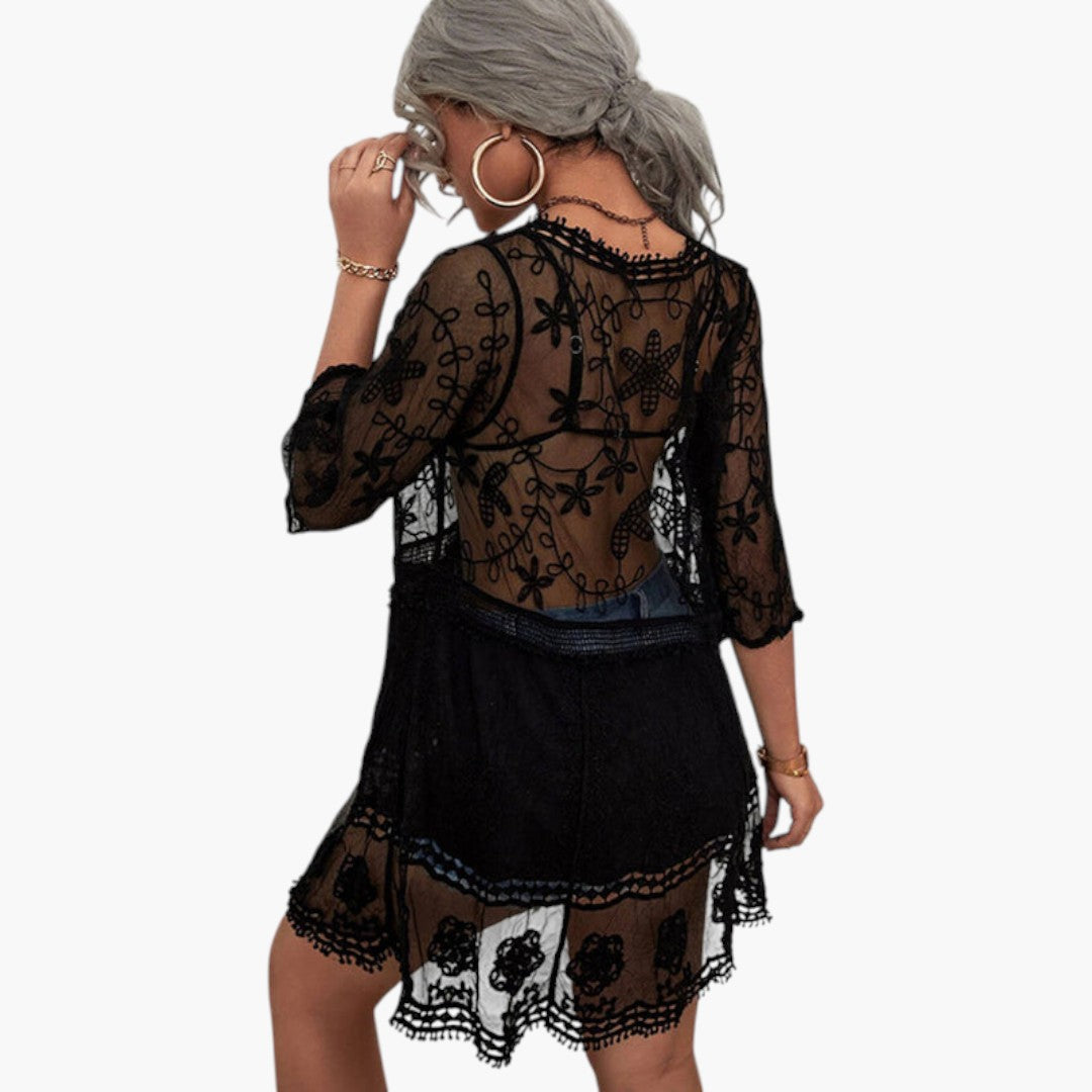 Women's Mini Dress with Lace and Loose Fit