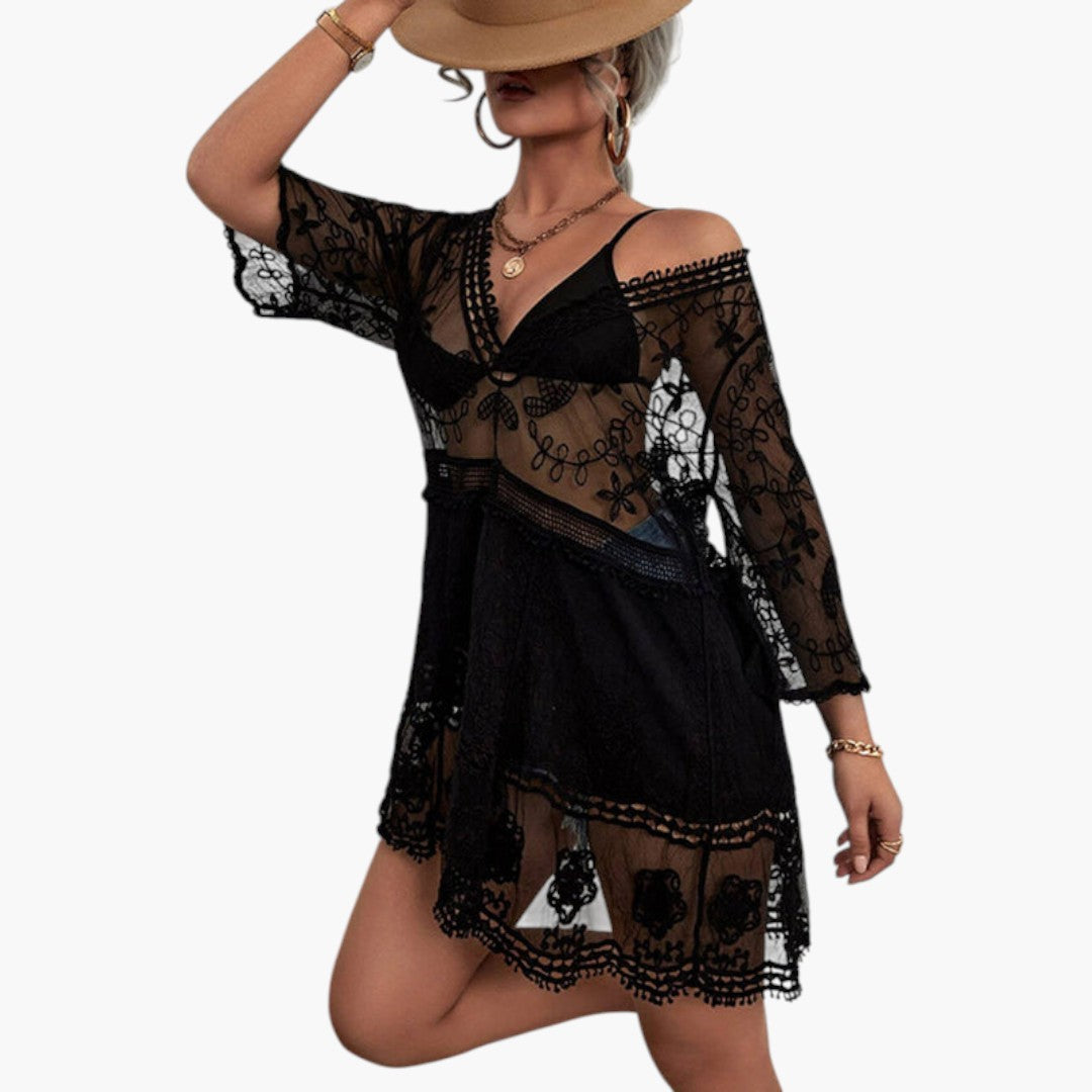 Women's Mini Dress with Lace and Loose Fit
