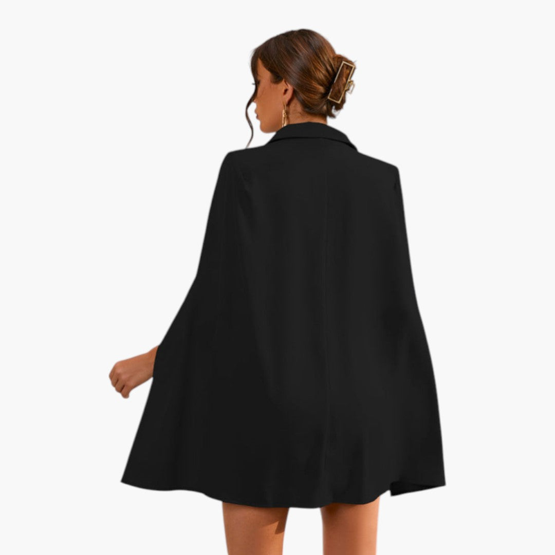 Mini women's jacket dress with cape and belt