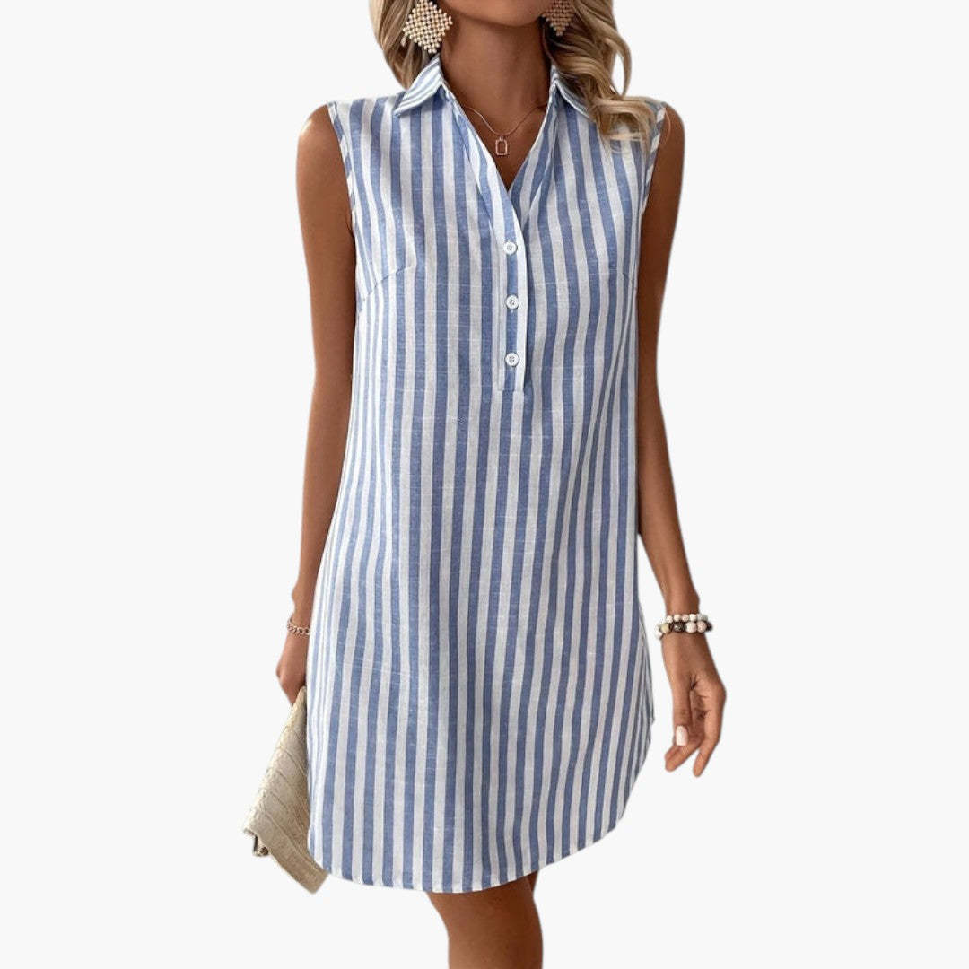 Robe chemise mini femme avec rayures et boutons