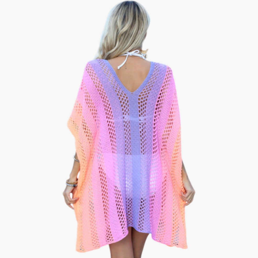 Abito da spiaggia donna con scollo a V e maglia traforata