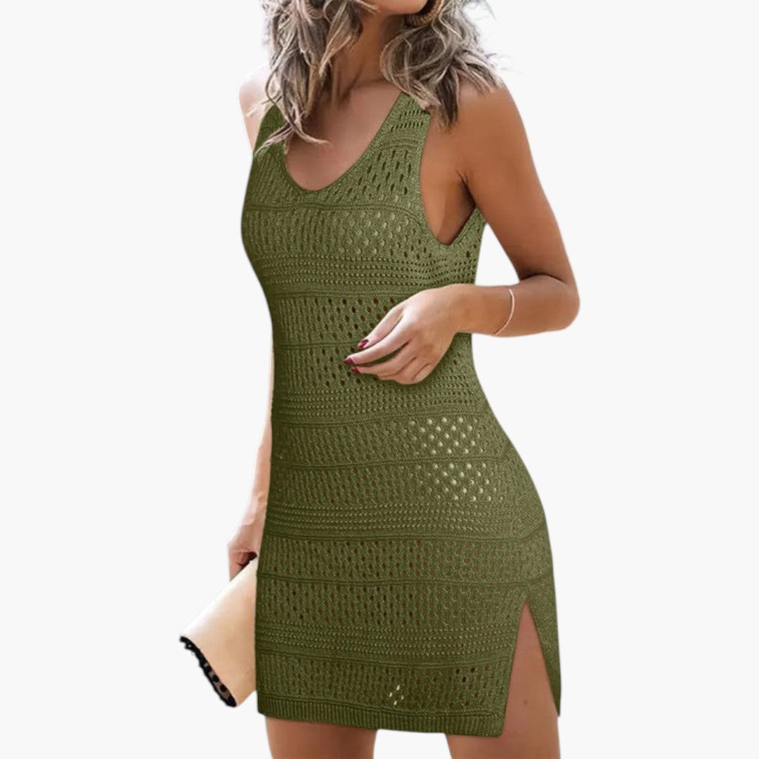 Abito da spiaggia donna con scollo a V e spacco laterale