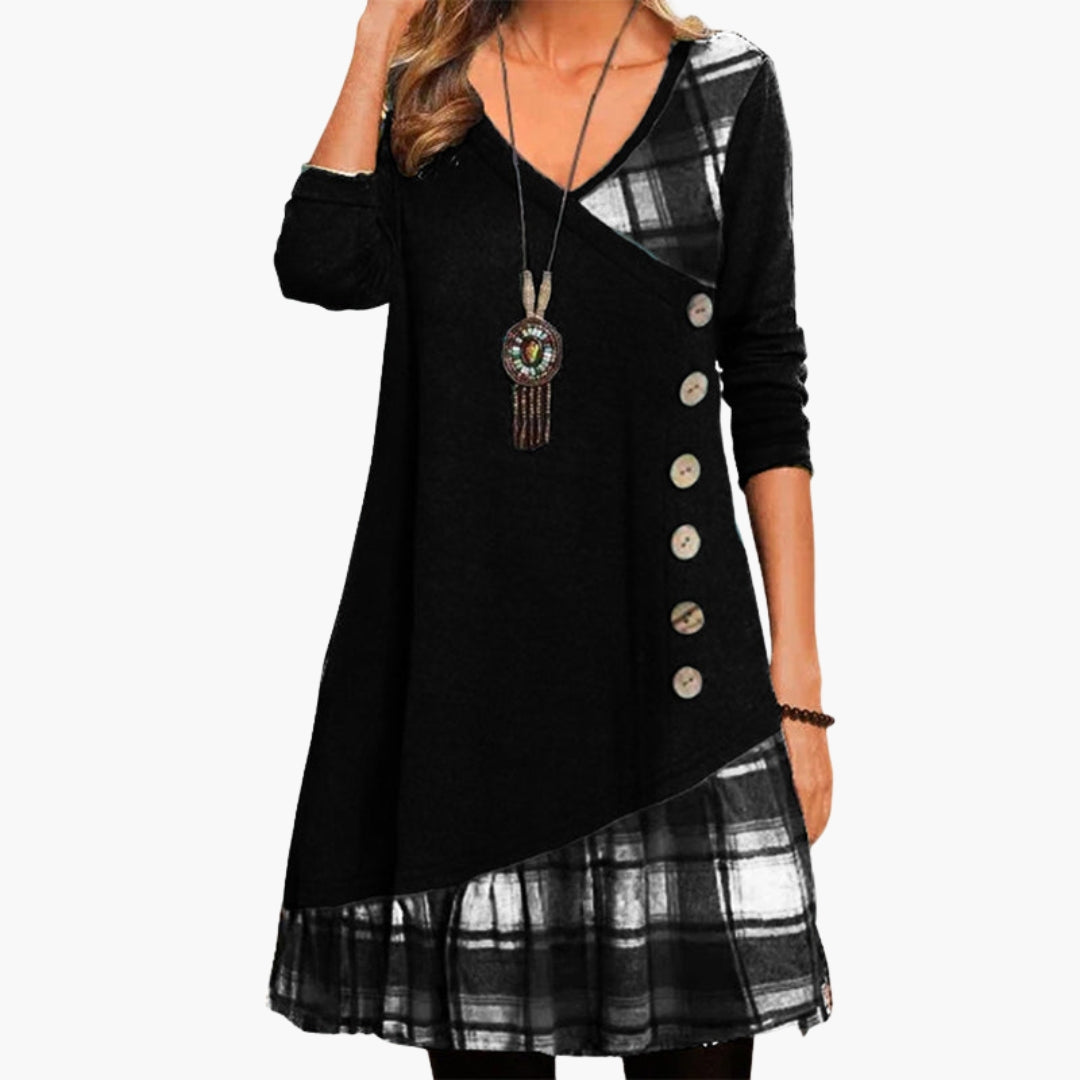 Robe femme à carreaux avec manches longues