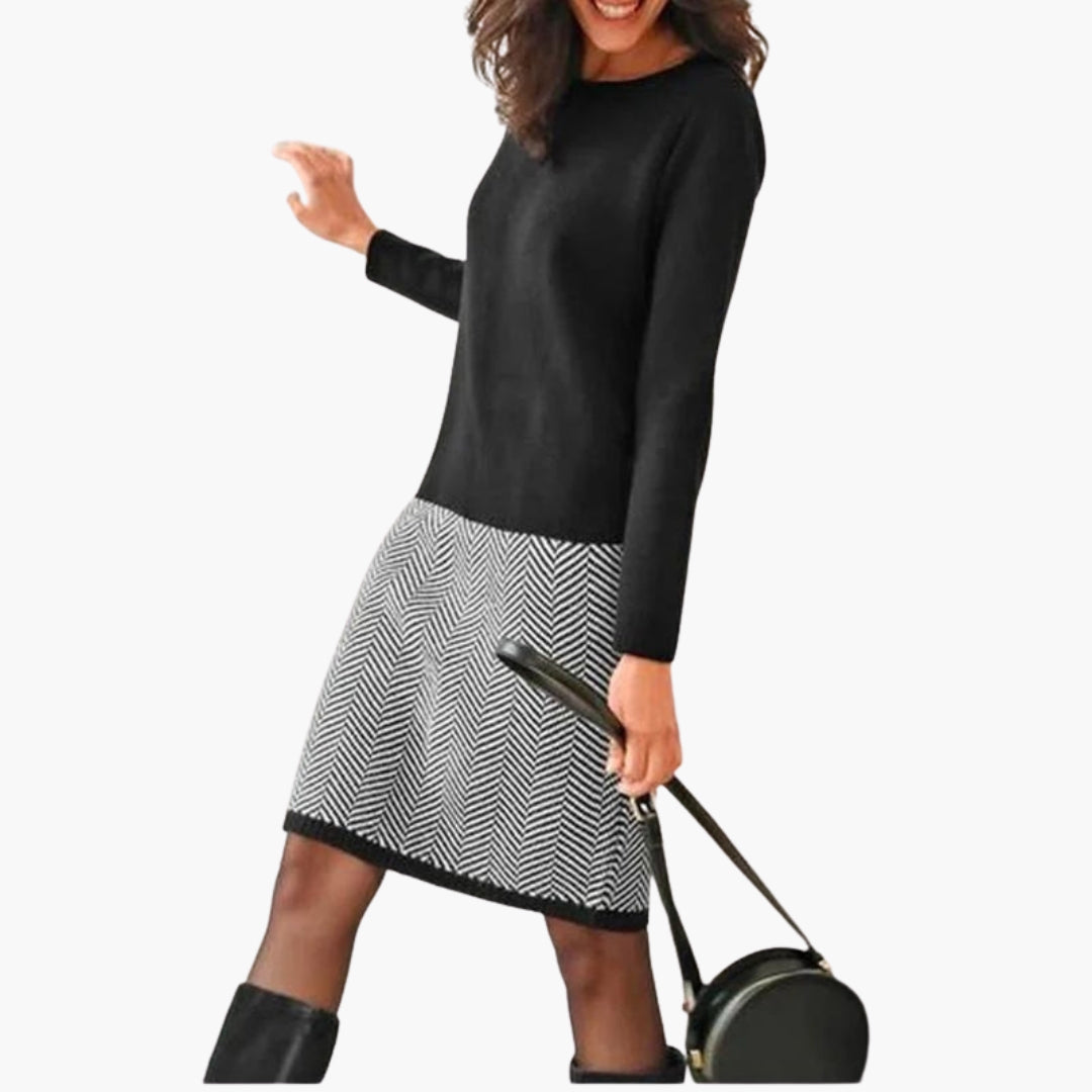 Robe de mulher com mangas compridas e decote redondo