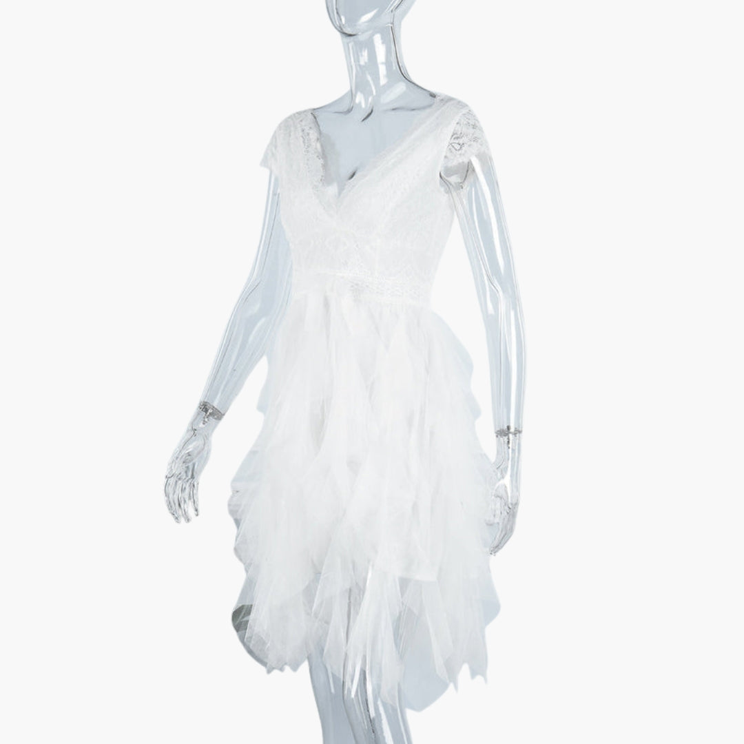 Robe femme asymétrique avec haut en dentelle