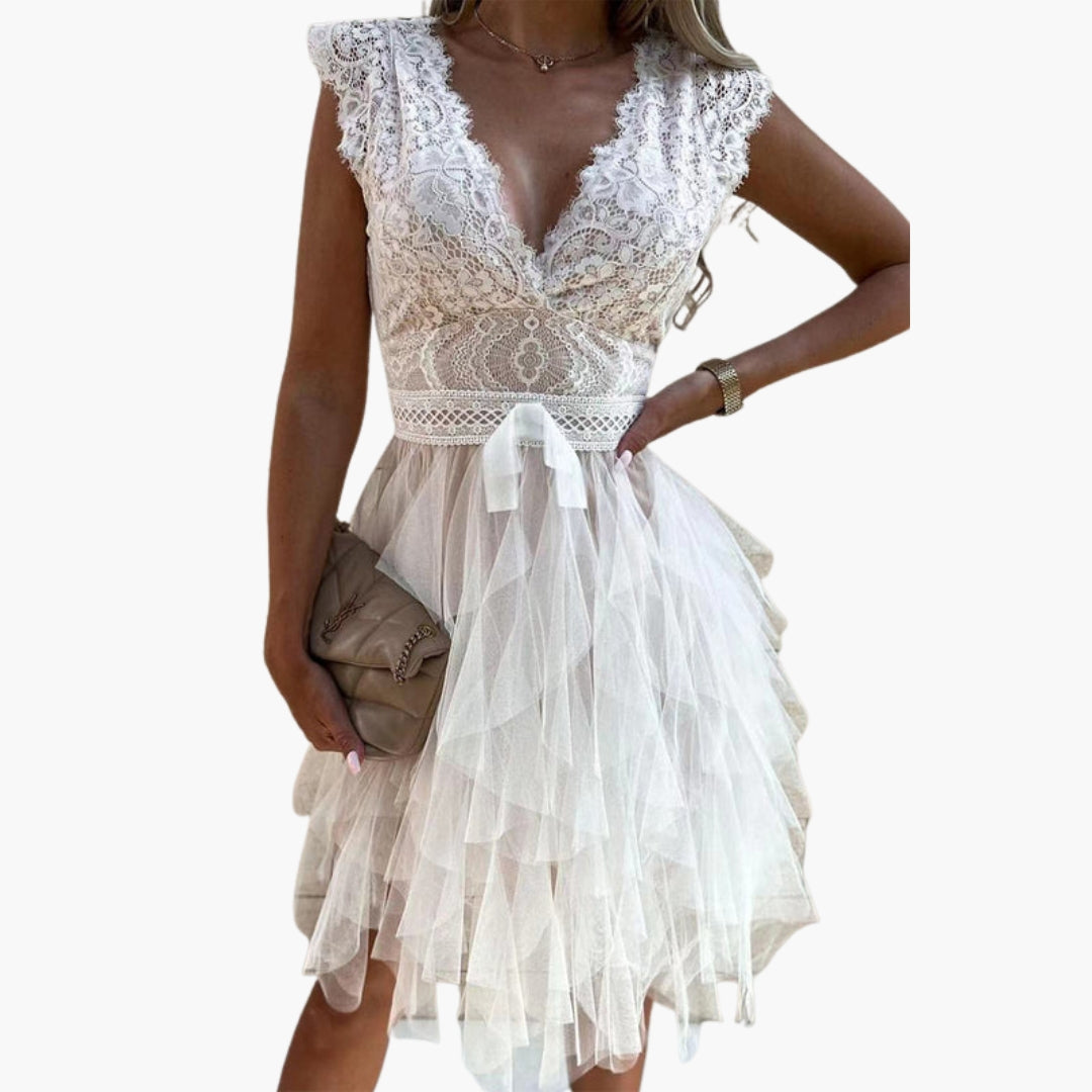 Robe femme asymétrique avec haut en dentelle